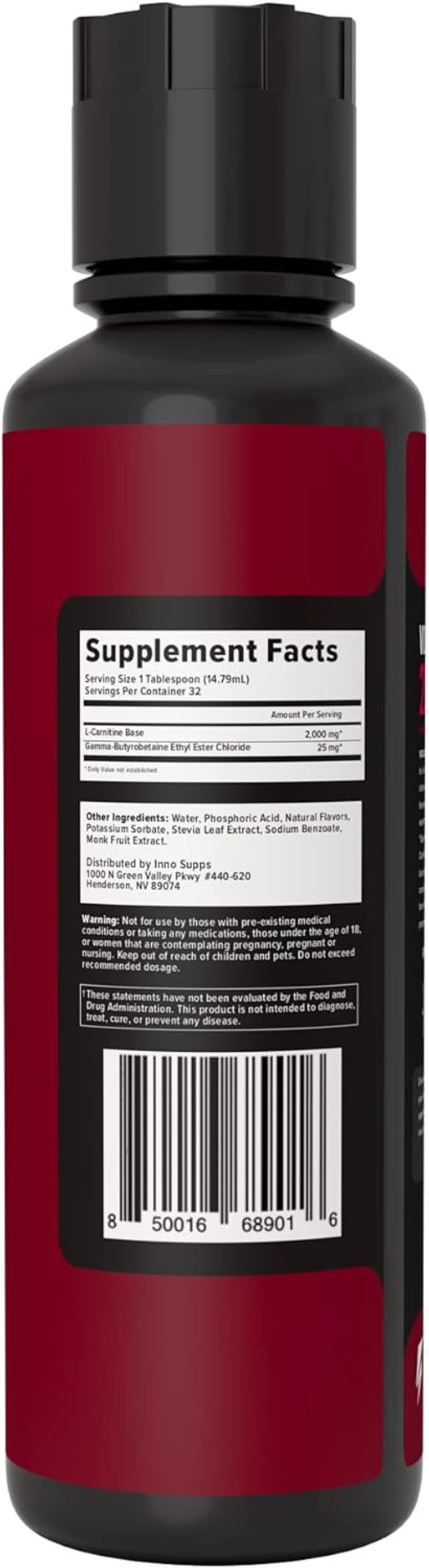 Innosupps Volcarn 2000 - L-Carnitine Advanced Energy Liquid | Atp Enhancer With Gbeec | Boosts Energy, Enhances Focus, Caffeine Free, No Artificial Sweeteners | 32 Servings (Candy Peach Rings)