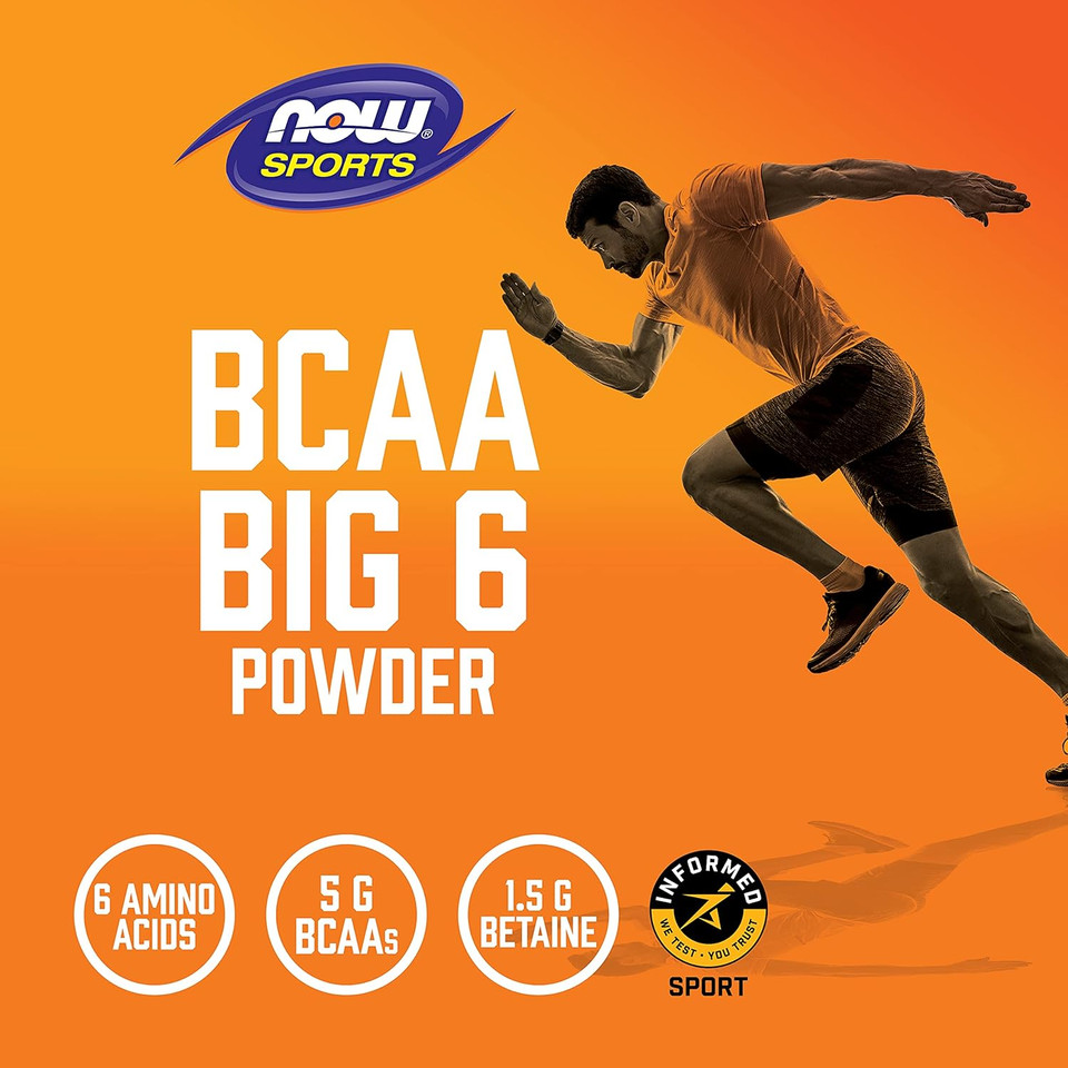 Now Foods Sports Nutrition, Bcaa (Branched Chain Amino Acids) Big 6, Grape Flavor, 600 Grams