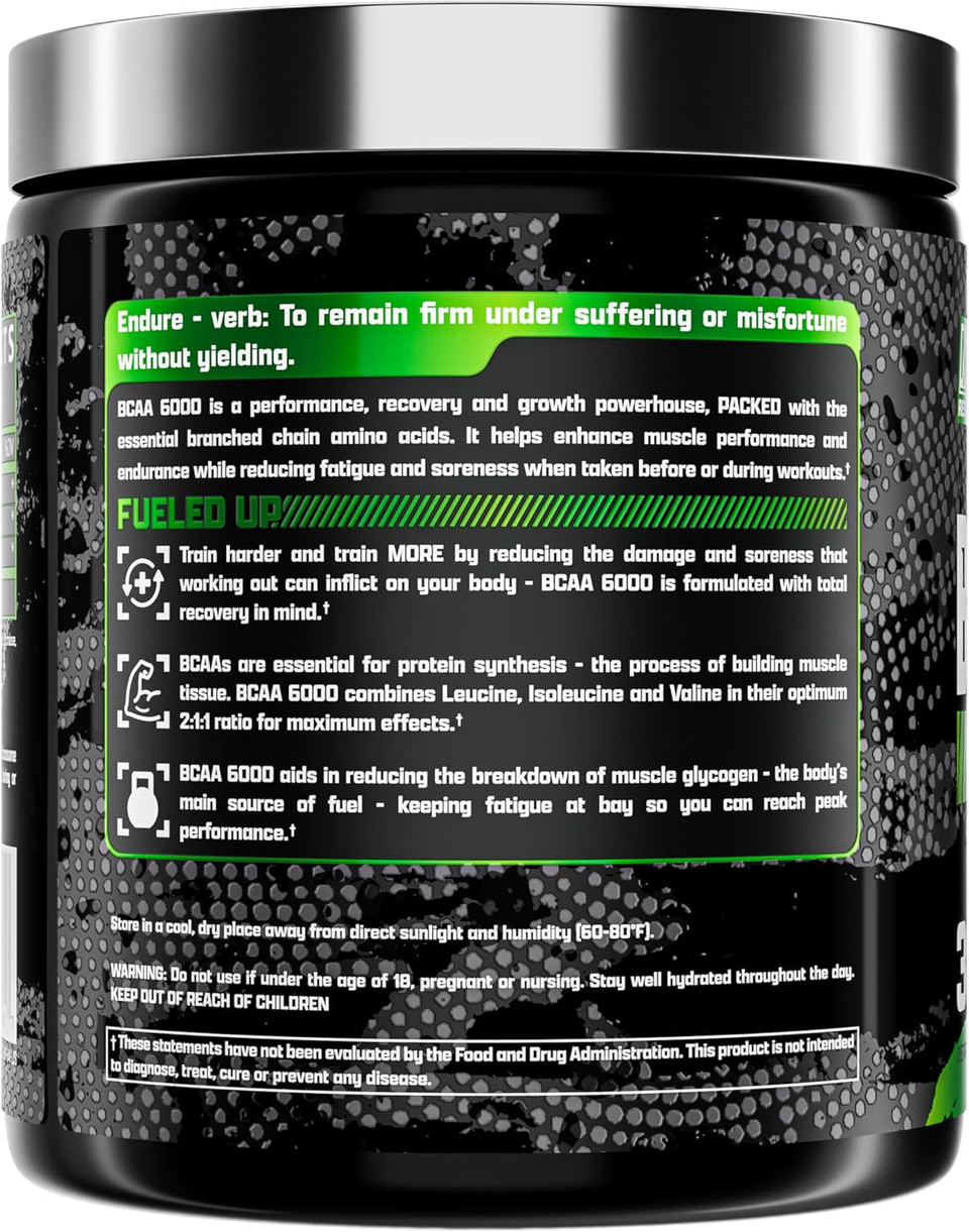 Nutrex Research - Bcaa Powder 6000 Amino Acid - 6 Grams Of Bcaas Amino Acids Supplement For Post Workout Recovery & Muscle Growth - Amino Energy Workout Recovery Drink (Green Apple - 30 Servings)