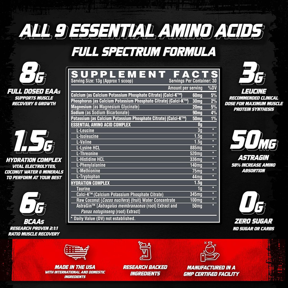 Nutrex Research Eaa Hydration | Eaas + Bcaas Powder | Muscle Recovery, Strength, Muscle Building, Endurance | 8G Essential Amino Acids + Electrolytes | Apple Pear 30 Servings