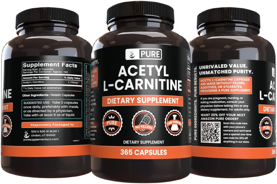 Pure Original Ingredients Acetyl L-Carnitine (365 Capsules) No Magnesium Or Rice Fillers, Always Pure, Lab Verified