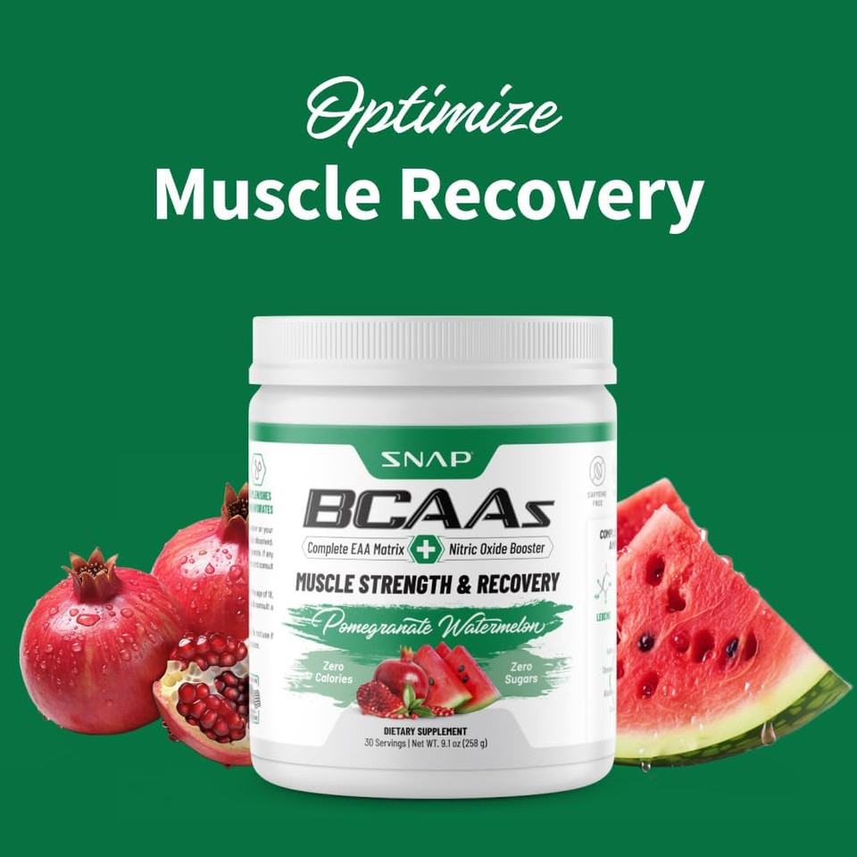 Snap Bcaa Powder Essential Amino Energy Supplement With Nitric Oxide Booster - Watermelon Flavor - Pre Workout Powder, Recovery Supplements Post Workout, Muscle Strength & Performance (30 Servings) Snap Bcaa Powder Essential Amino Energy Supplement With Nitric Oxide Booster - Watermelon Flavor - Pre Workout Powder, Recovery Supplements Post Workout, Muscle Strength & Performance (30 Servings)