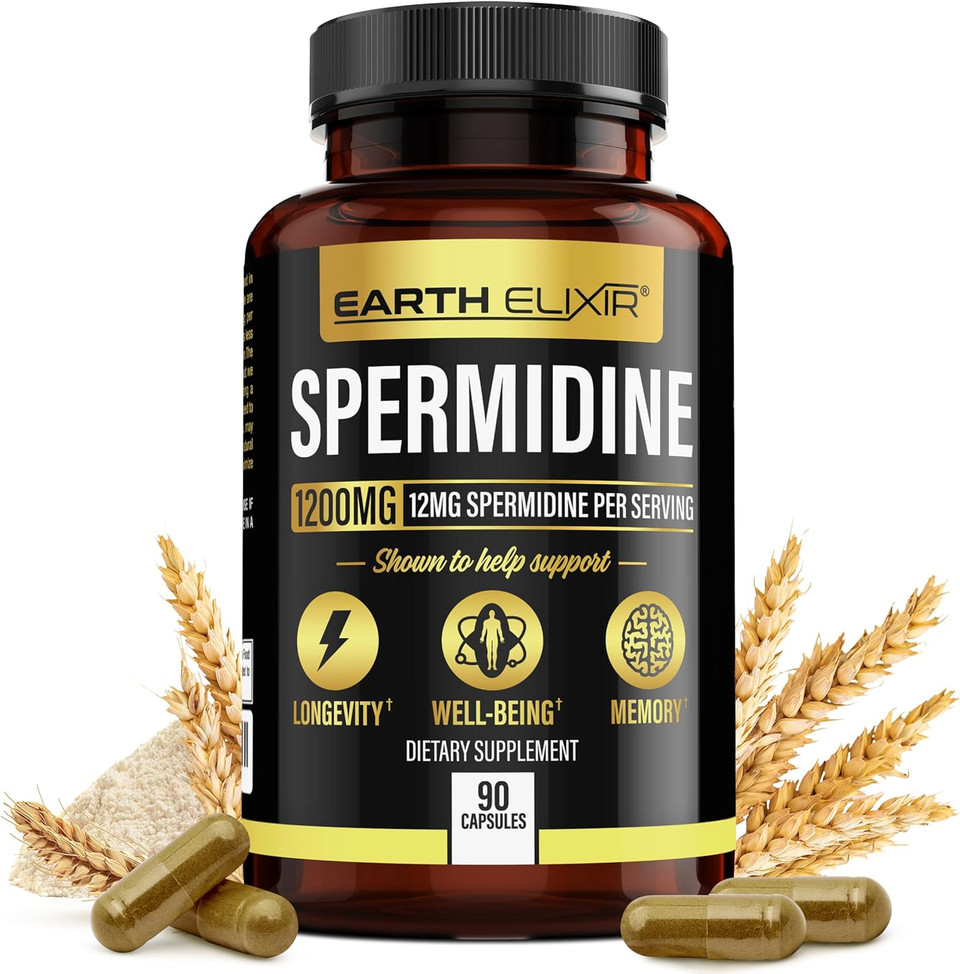 Spermidine Supplements 1200Mg (90 Capsules)  Anti Aging - 3Rd Party Tested (12Mg Spermidine Powder) Max Purity - 100% Pure Espermidina- Fermented Wheat Germ Extract - Nmn Alternative