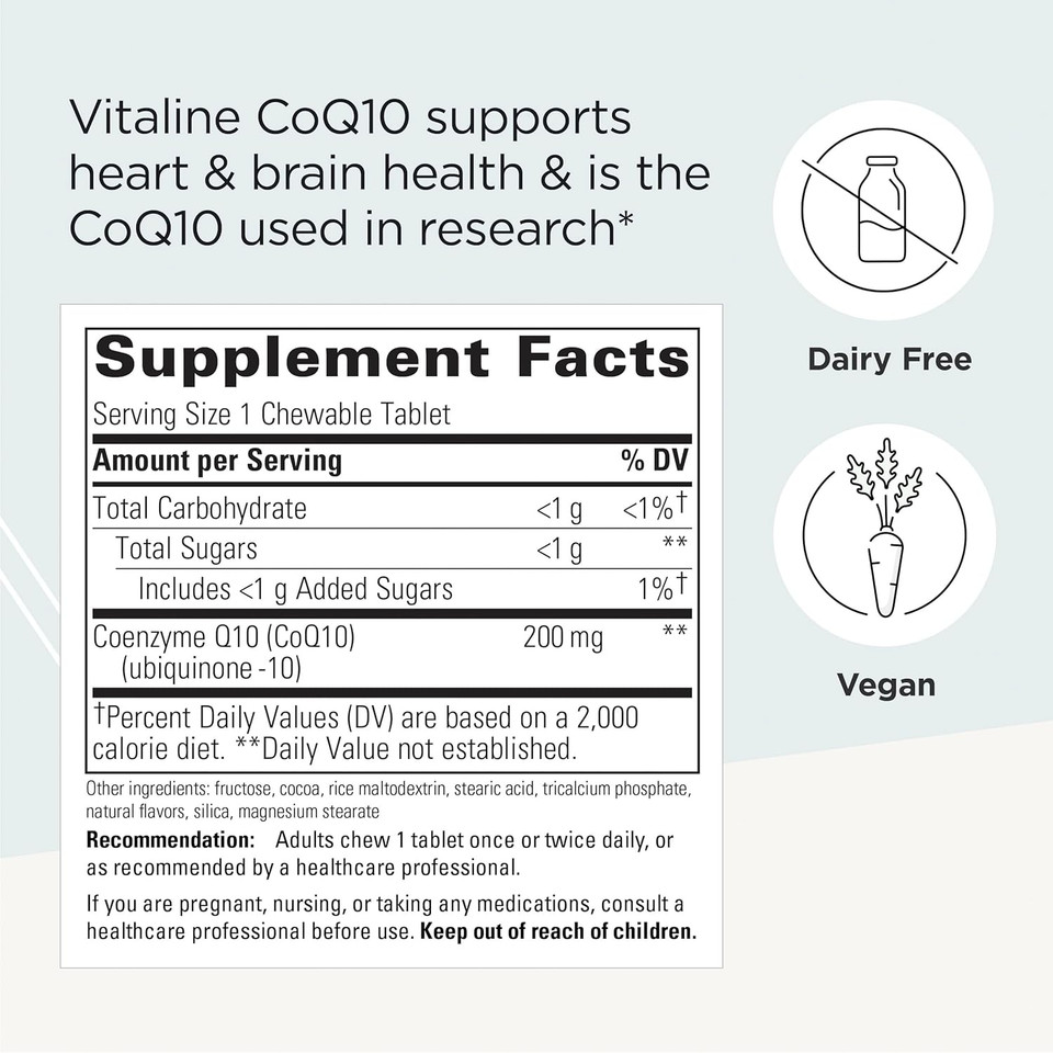 Integrative Therapeutics - Vitaline Coq10 (200Mg) - Supports Heart & Brain Health* - Chocolate Flavored - 30 Chewable Wafers