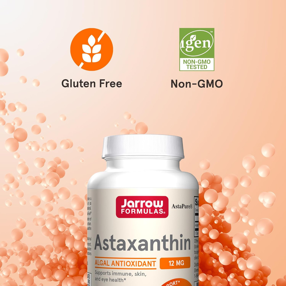 Jarrow Formulas Astaxanthin 12 Mg, Dietary Supplement, Antioxidant Support For Immune And Eye Health, 30 Softgels, 30 Day Supply