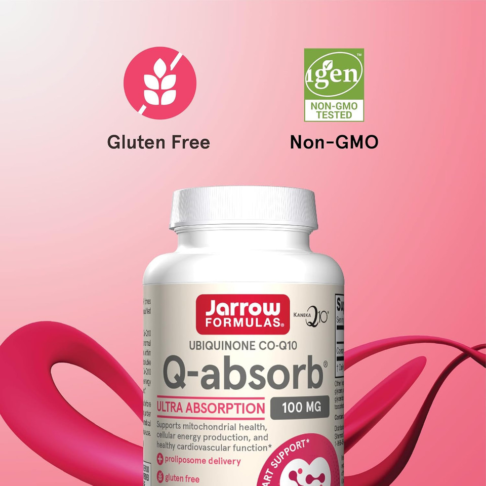 Jarrow Formulas Q-Absorb Co-Q10 100 Mg, Dietary Supplement, Antioxidant Support For Mitochondrial Health, Cellular Energy Production And Cardiovascular Health, 60 Softgels, 60 Day Supply
