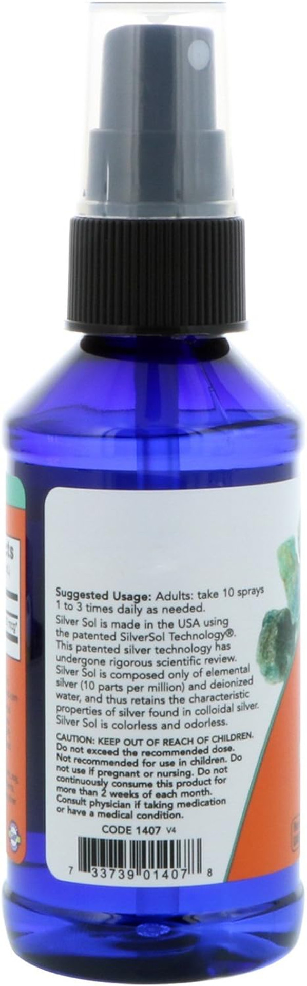 Now Foods Supplements, Silver Sol 10 Ppm With Elemental Silver And Deionized Water, Liquid, 4-Ounce