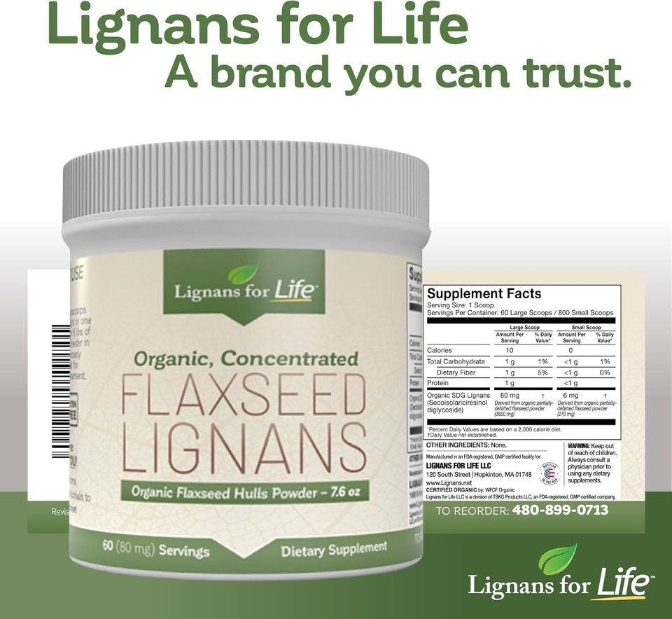 Lignans For Life Natural Ground Flaxseed Hulls Bulk Powder (60 Servings 80Mg) Flax Seed Ground - Filled W/Omega 3 & 6 Fatty Acids For Healthy Skin & Coat - Support Heart & Hair Health - Gluten-Free