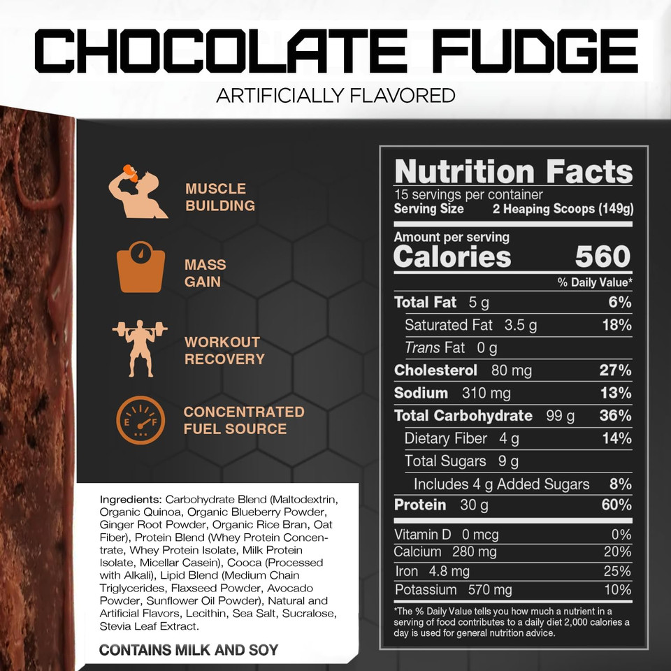 Rivalus Clean Gainer - Chocolate Fudge, 5Lbs