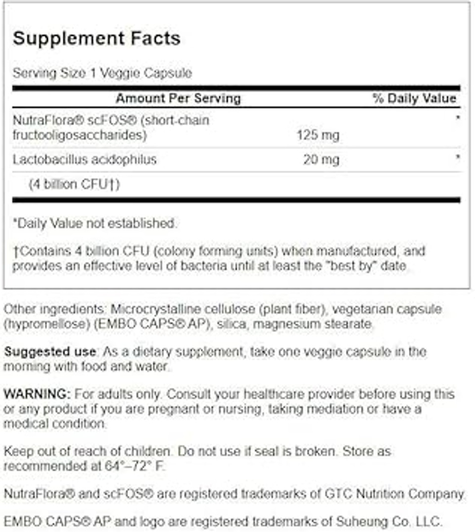 Swanson Prolacto Acidophilus 4 Billion Cfu 60 Veg Capsules