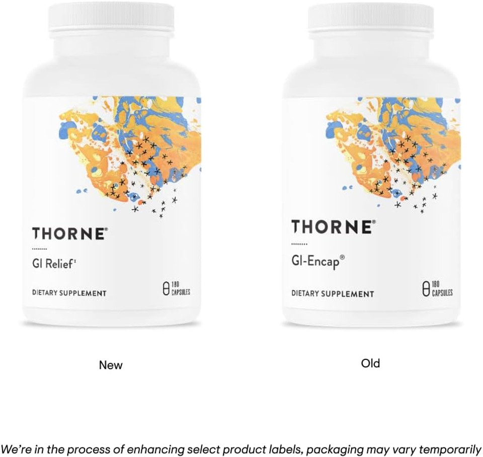 Thorne Gi Relief - Digestion Supplement Supports Gut Health & Bloating Relief - Made With Marshmallow Root Extract & Digestive Enzymes - 180 Capsules - 90 Servings