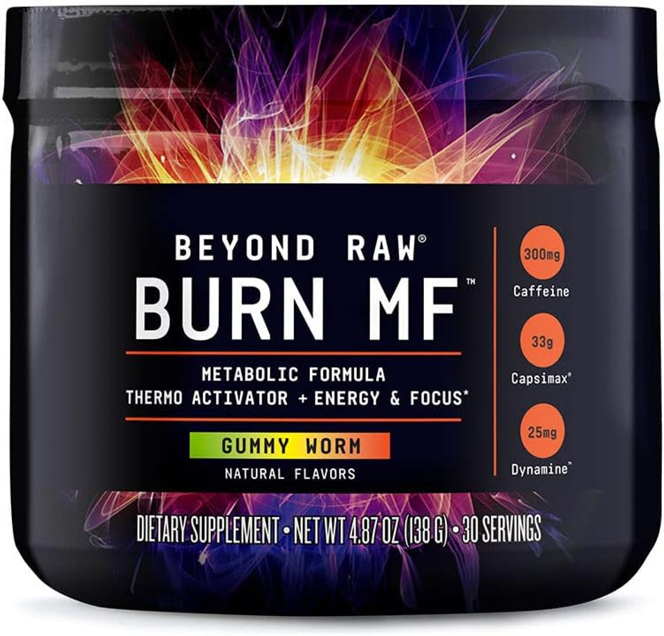 Beyond Raw Burn Mf | Metabolic Formula, Thermo Activator, Supports Energy And Focus | Gummy Worm | 30 Servings