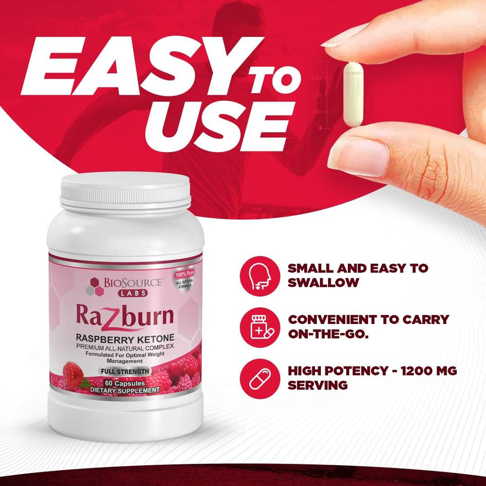 Razburn  Premium Thermogenic Complex Pills With Permium Ingredients, Caffeine, & Green Tea Extract For Men & Women (60 Vegetarian Capsules)