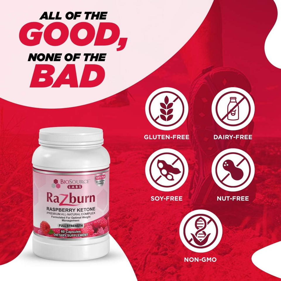 Razburn  Premium Thermogenic Complex Pills With Permium Ingredients, Caffeine, & Green Tea Extract For Men & Women (60 Vegetarian Capsules)