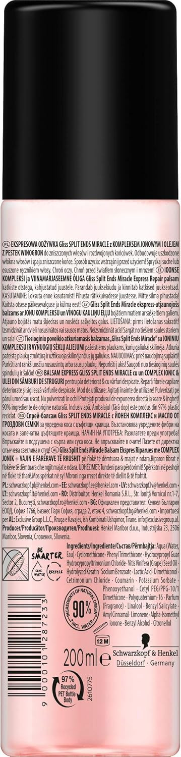 Gliss Split Ends Miracle Express Body For Hair Regenerating 200 Ml