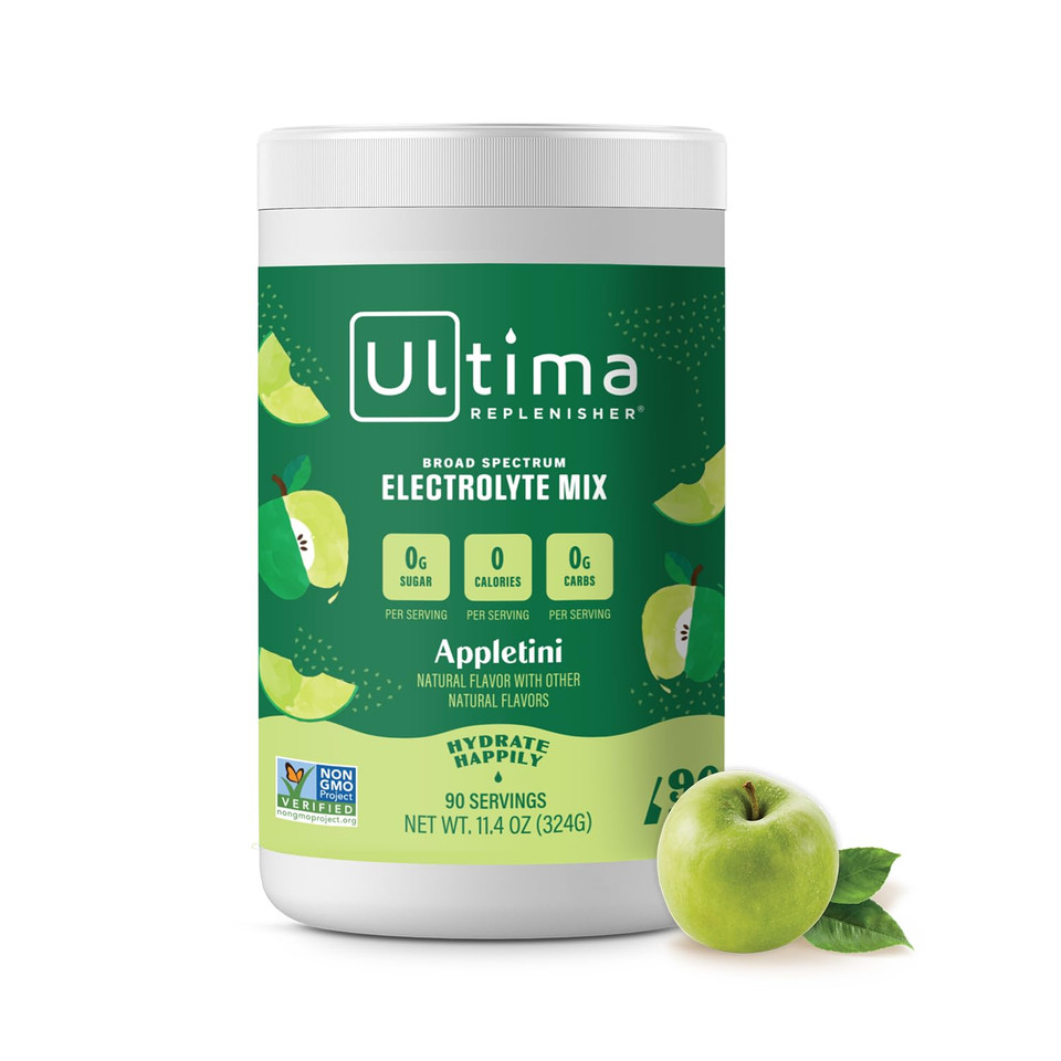 Ultima Replenisher Mocktini Electrolyte Drink Mix  Appletini, 90 Servings  Hydration Powder With 6 Key Electrolytes & Trace Minerals  Keto Friendly, Non- Gmo & Sugar-Free Electrolyte Powder