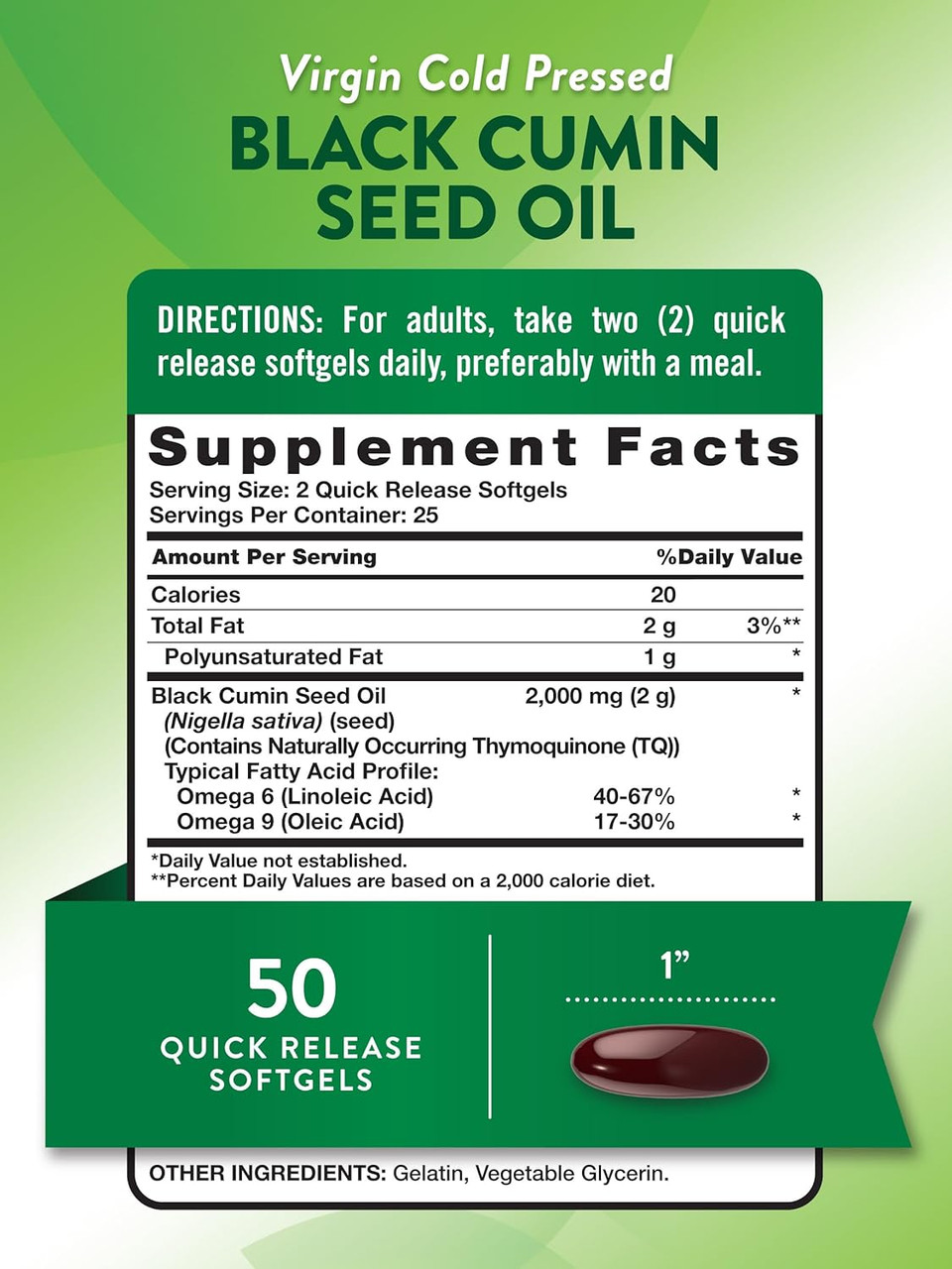 Nature'S Truth Black Cumin Seed Oil 2000 Mg | 50 Softgels | Cold Pressed Pills | Non-Gmo, Gluten Free Nature'S Truth Black Cumin Seed Oil 2000 Mg | 50 Softgels | Cold Pressed Pills | Non-Gmo, Gluten Free