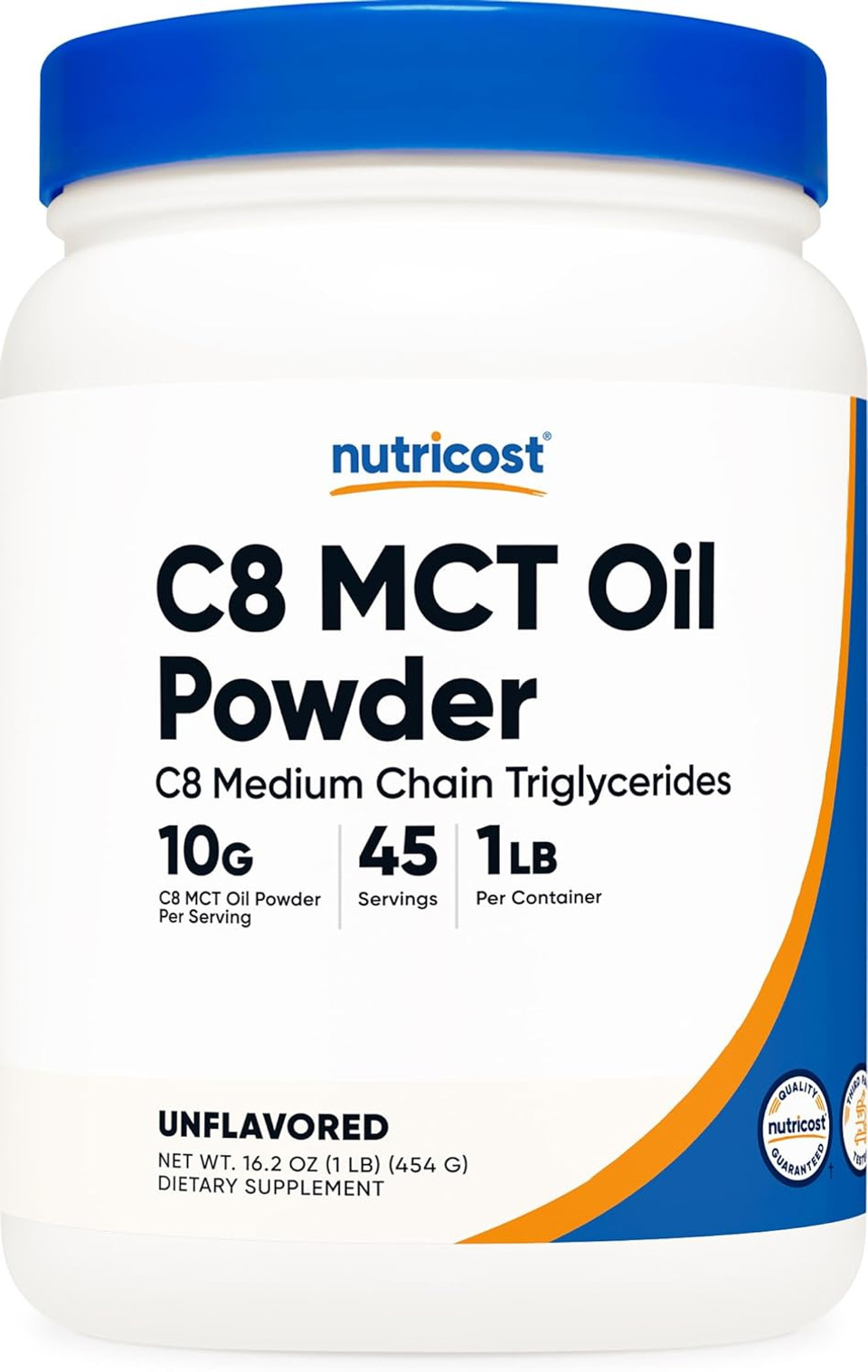 Nutricost C8 Mct Oil Powder 1Lb (16Oz) - 95% C8 Mct Oil Powder