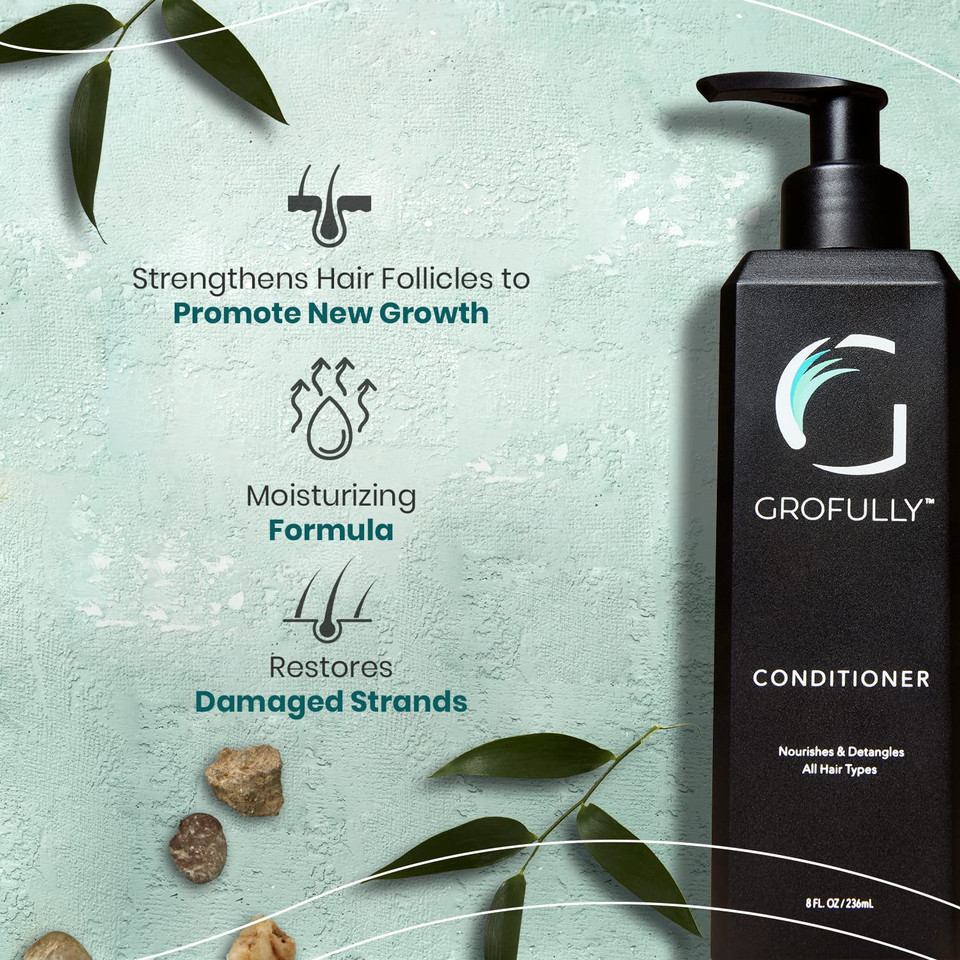 Grofully Conditioner For Thinning Hair | Strengthens And Prevents Breakage For Thicker, Fuller Hair | 8 Fl Oz