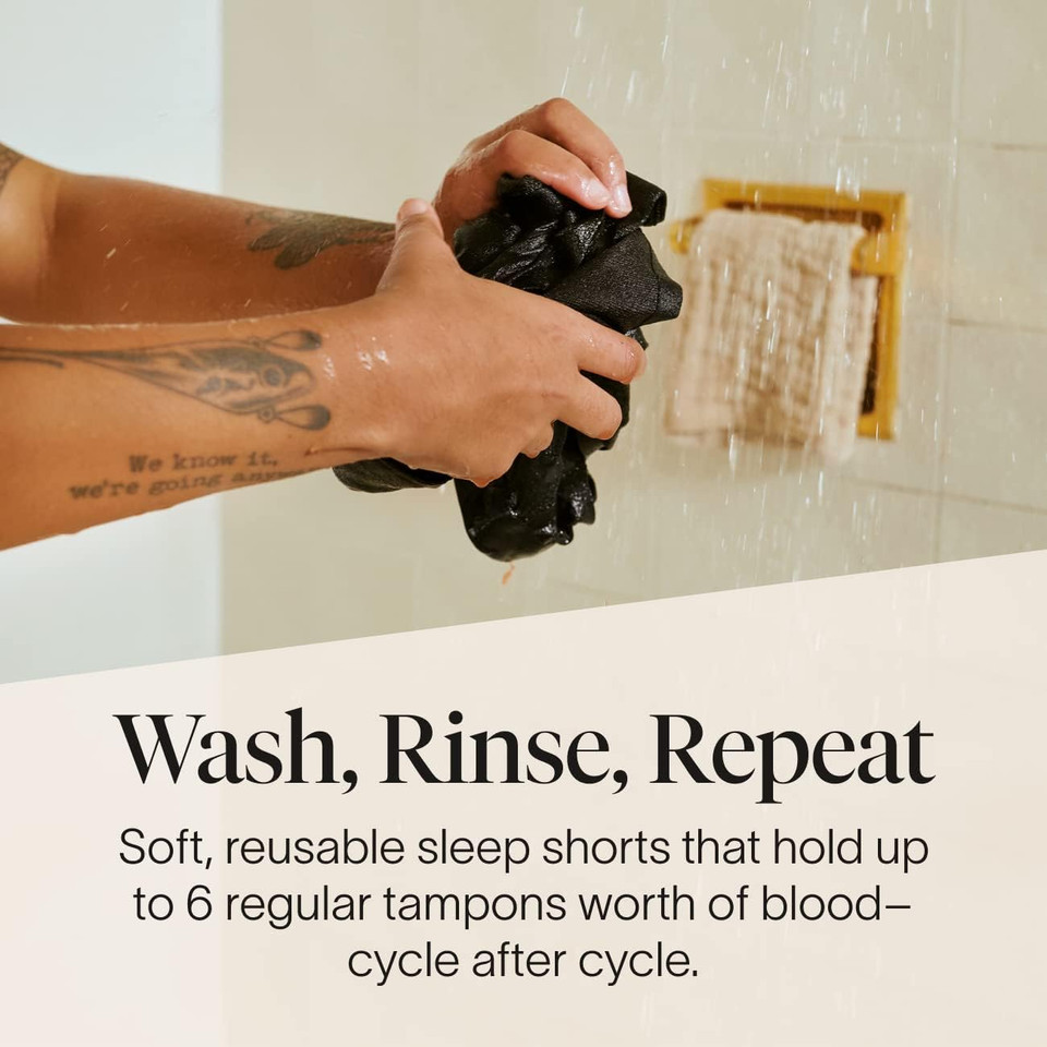 Cora Period Underwear | Sleep Short High Waist Style, Powerfully Absorbent, Leak Proof Menstrual Panties | Ultra-Soft, Comfortable, Breathable Cotton | Black