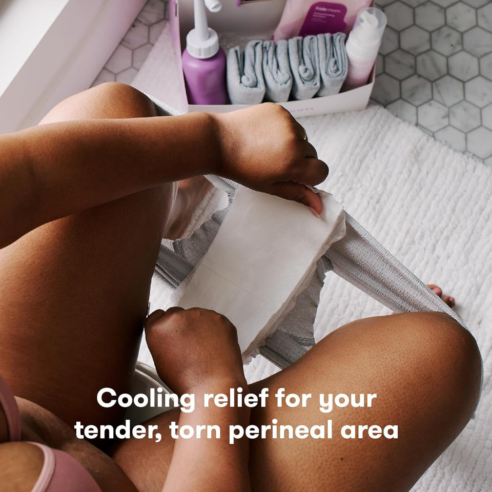 Frida Mom Witch Hazel Perineal Cooling Pad Liners For Postpartum Care, Hospital Bag Essentials For Pain Relief After Birth, Full-Length Medicated Cooling Pad Liners (24Ct)