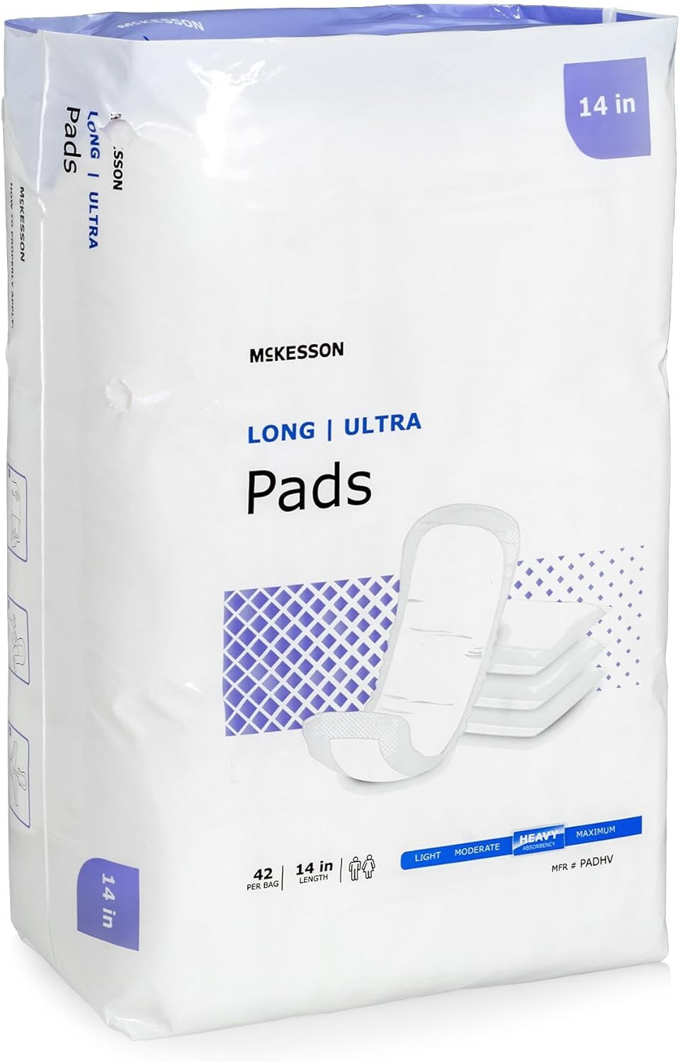 Mckesson Ultra Pads For Women, Incontinence, Heavy Absorbency, 14 In, 42 Count, 4 Packs, 168 Total