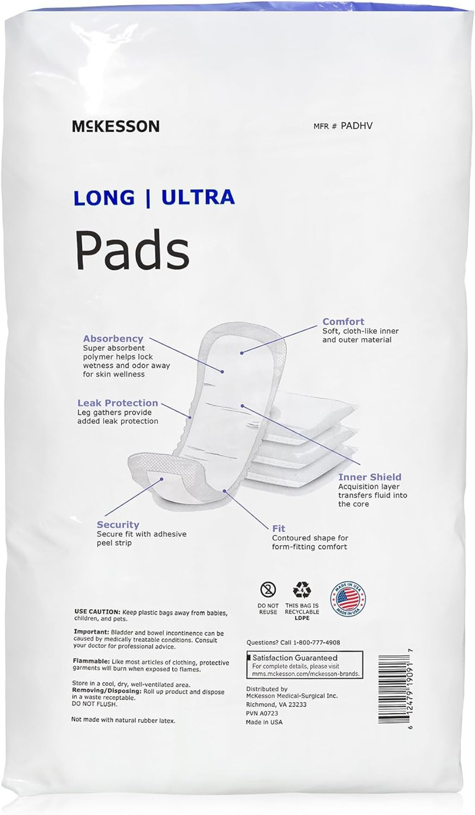Mckesson Ultra Pads For Women, Incontinence, Heavy Absorbency, 14 In, 42 Count, 4 Packs, 168 Total