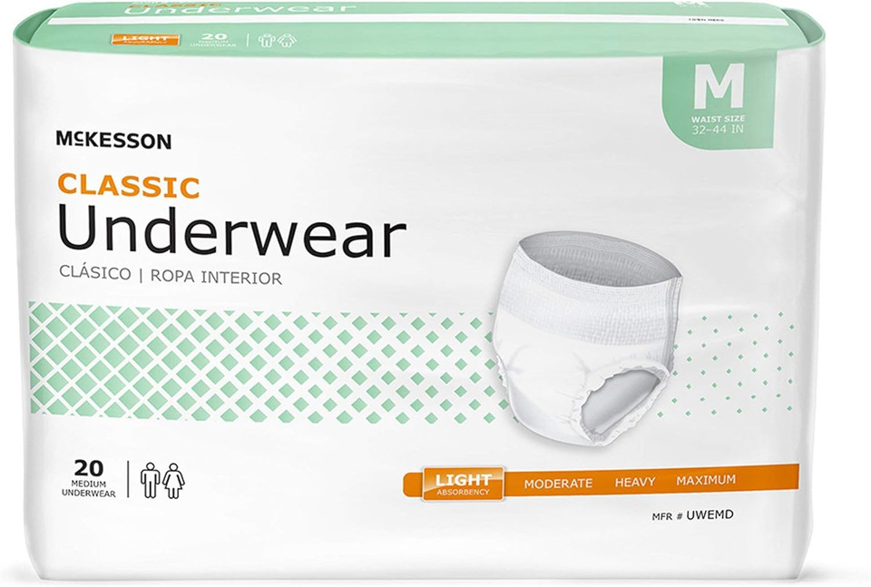 Mckesson Classic Underwear, Incontinence, Light Absorbency, Medium, 80 Count