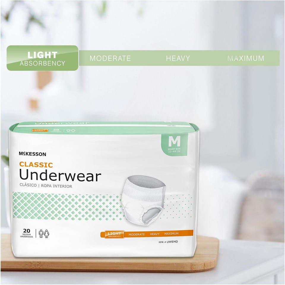Mckesson Classic Underwear, Incontinence, Light Absorbency, Medium, 80 Count