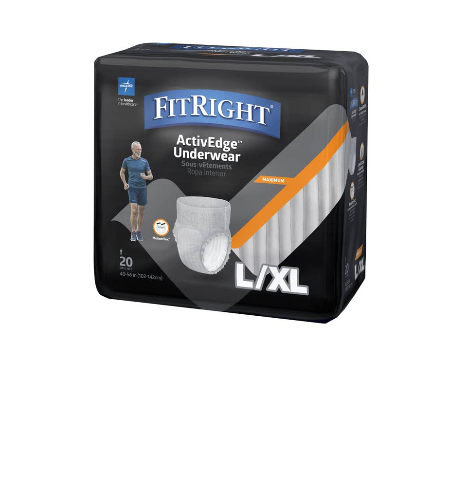 Medline - Fit23Mlxl Fitright Incontinence Underwear For Men, Disposable Underwear With Heavy Absorbency, Large/Xl, 20 Count