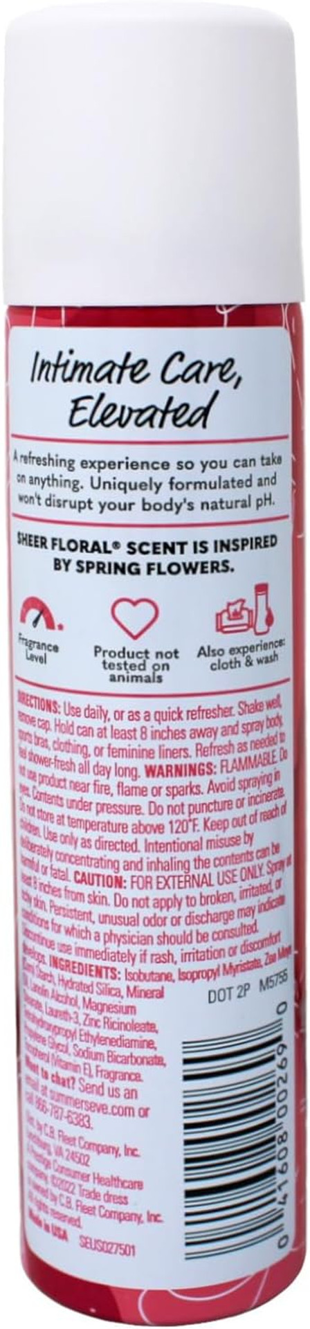 Summers Eve Freshening Spray 2 Ounce Sheer Floral (59Ml)
