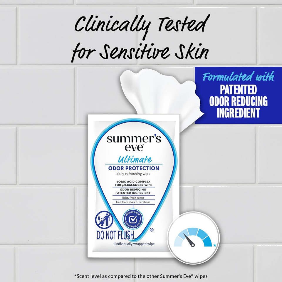 Summer'S Eve, Ultimate Odor Control, Daily Feminine Wipes With Boric Acid, Removes Odor, On-The-Go Body Wipes With Ph Balance, 12 Ct (Pack Of 2) Summer'S Eve, Ultimate Odor Control, Daily Feminine Wipes With Boric Acid, Removes Odor, On-The-Go Body Wipes With Ph Balance, 12 Ct (Pack Of 2)