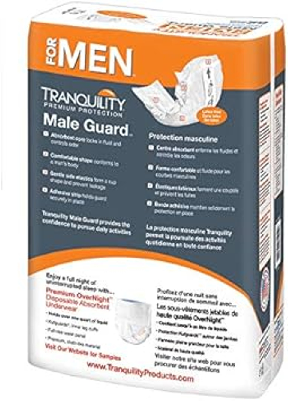 Tranquility Male Guards, Premium Incontinence Shields For Maximum Absorbency, Adhesive Strip For Secure Placement, Discreet Design, One Size, 52Ct Bag