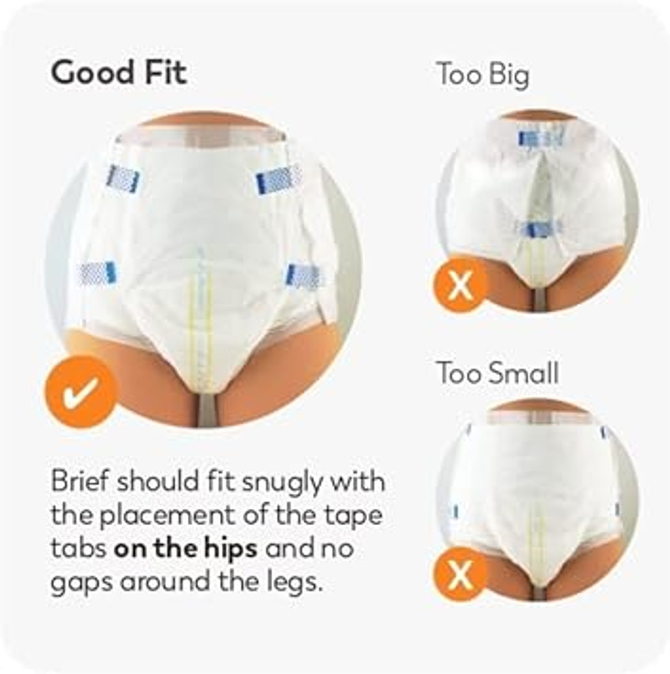 Tranquility Slimline Original Adult Disposable Brief, Adult X-Small, Incontinence Care With A Slimmer Fit, Peach Mat Core& Kufguard Technology For Max Comfort, Latex-Free, 10.9Oz Capacity, 10Ct Bag