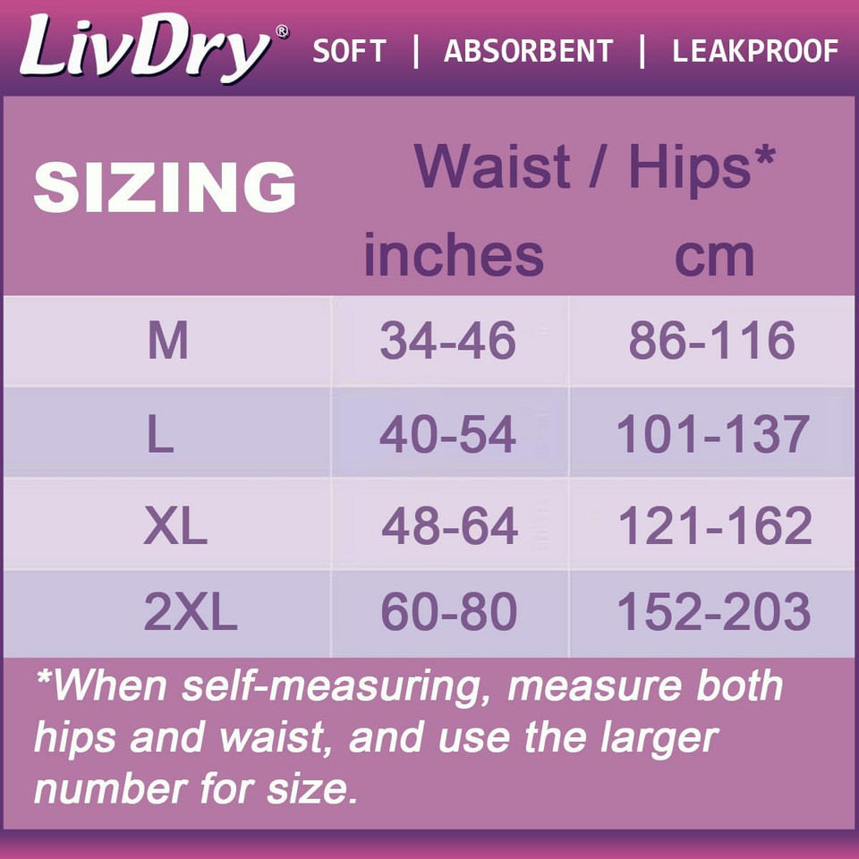 Livdry L Adult Diapers For Women, Ultimate Absorbency Incontinence Underwear, All Day Or Overnight Protection, Large (60 Count)