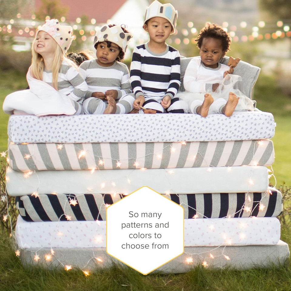 Burts Bees Baby Print Fitted Crib Sheet Organic Cotton Beesnug - Counting Sheep Animal Prints, Fits Unisex Standard Bed And Toddler Mattress, Infant Essentials, 52 X 28 Inch 1-Pack