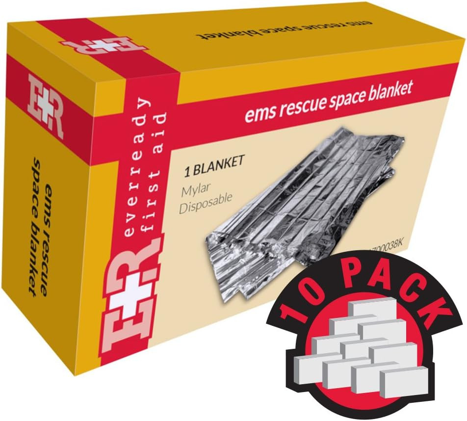 Ever Ready First Aid Ems Rescue Space Blanket, In Kit Unit Box, 10 Count