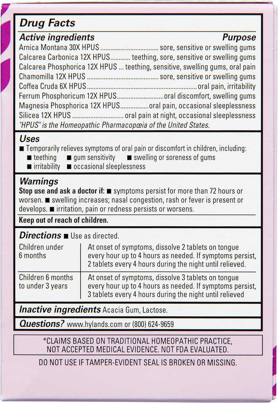 Hyland'S Baby Nighttime Soothing Tablets With Chamomilla, Natural Relief Of Oral Discomfort, Irritability, And Swelling, 125 Count