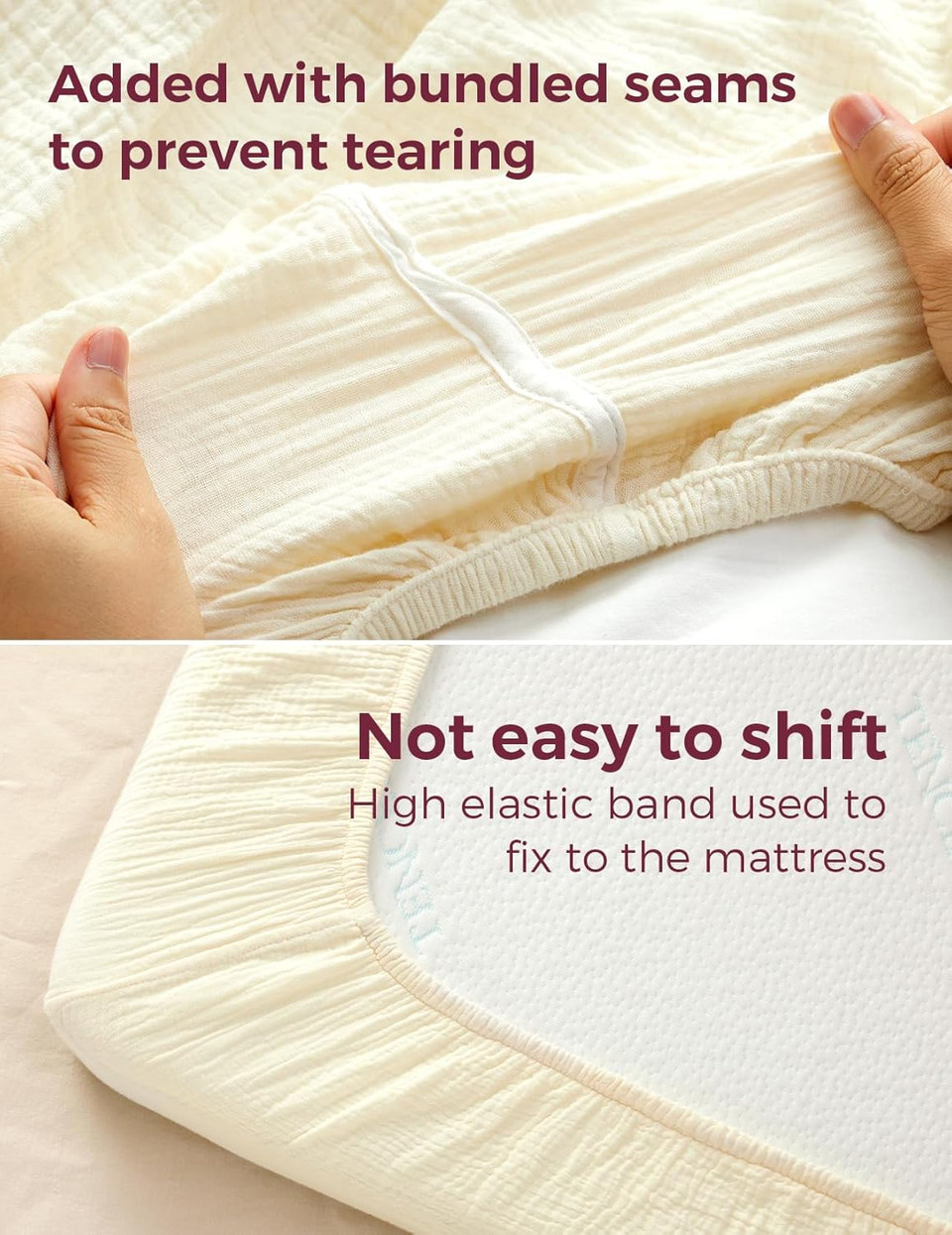 Momcozy Muslin Fitted Mini Crib Sheets, 38''X26'', 2 Pack Soft Breathable Natural Cotton Baby Mattress Sheet, 360° Mattress Wrapping No Slip Boys Girls Neutral Toddler Bed Sheet, Sky Hot Air Balloon