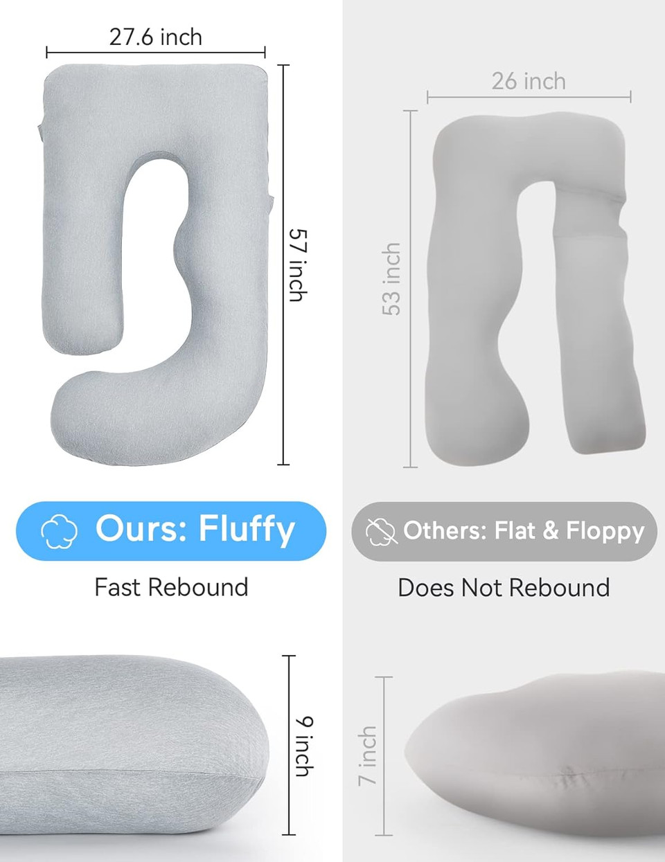 Momcozy Pregnancy Pillows With Cooling Cover, U-Shaped Full Body Maternity Pillow For Side Sleepers 57 Inch - Support For Back, Hip, Belly, Legs For Pregnant Women