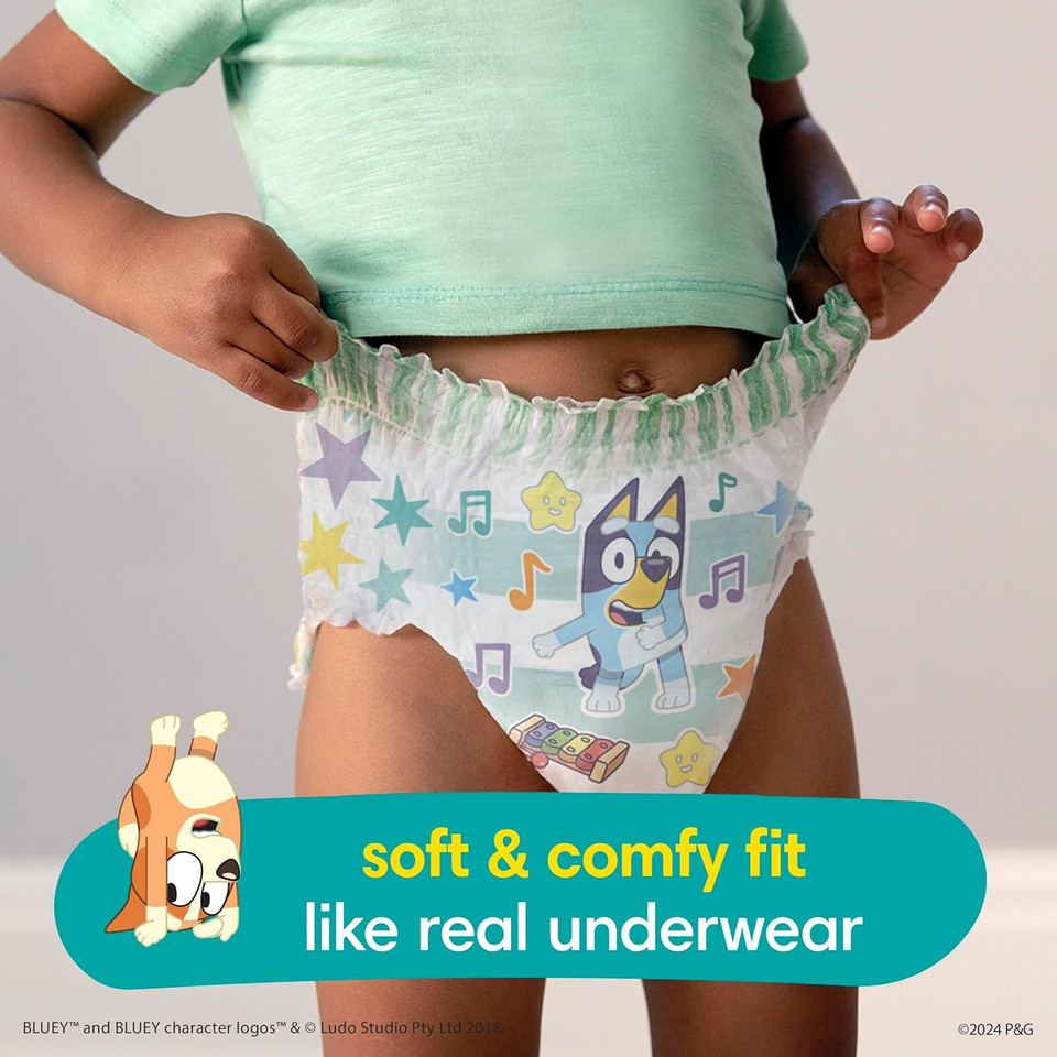 Pampers Easy Ups Boys & Girls Bluey Potty Training Pants - Size 3T-4T, One Month Supply (124 Count), Training Underwear (Packaging May Vary)