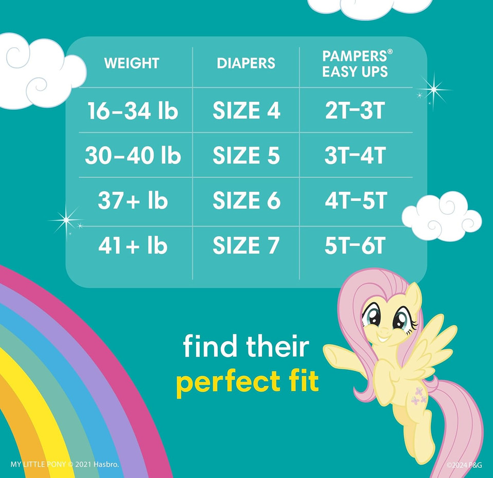 Pampers Easy Ups Girls & Boys Potty Training Pants - Size 2T-3T, One Month Supply (140 Count), My Little Pony Training Underwear (Packaging May Vary)