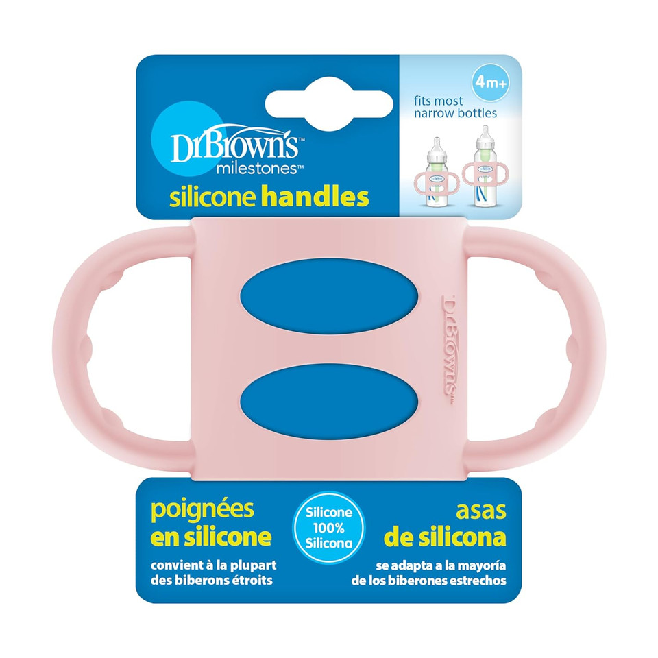 Dr. Brown'S Milestones 100% Silicone Baby Bottle Handles, Narrow, Removable Easy-Grip Transitional Sippy Cup Handles, Light Pink, 4M+, 1 Pack