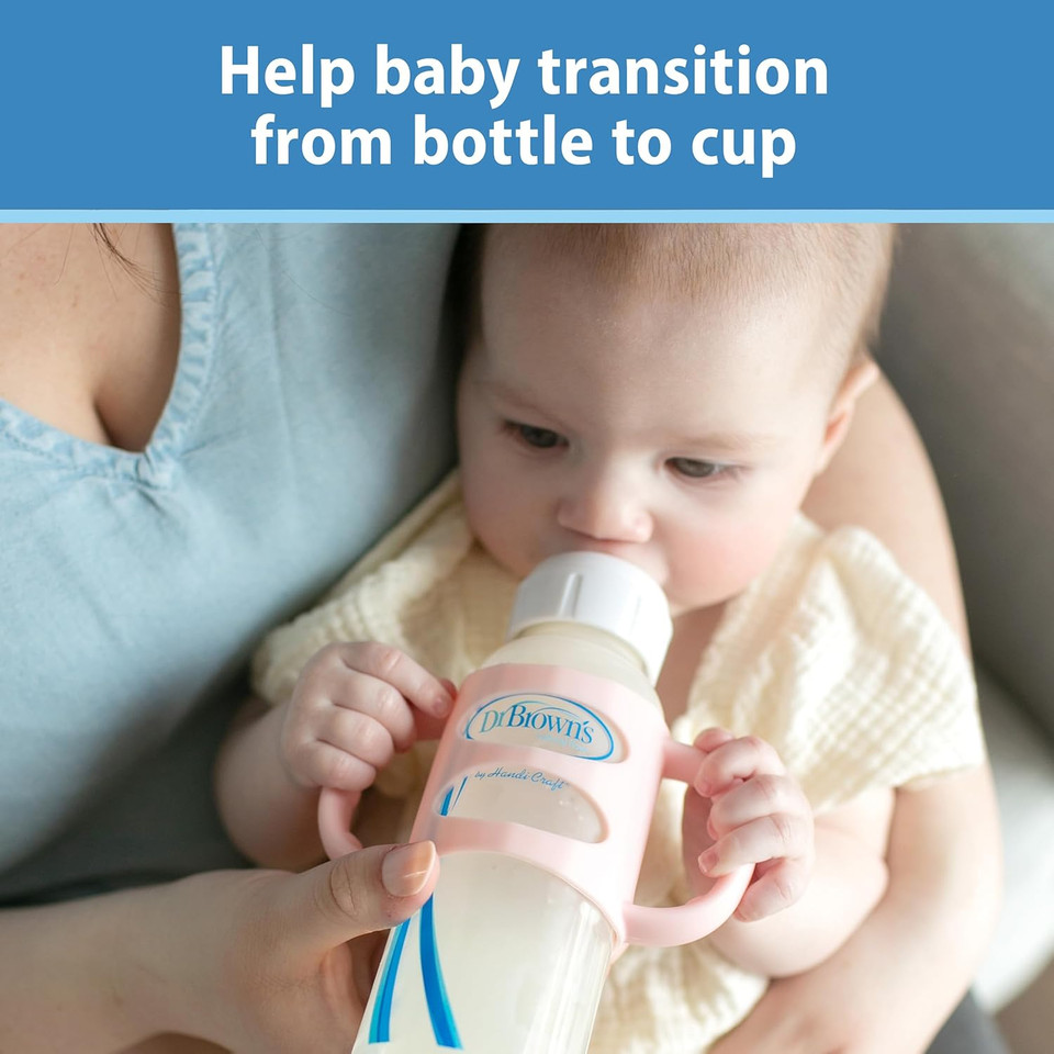 Dr. Brown'S Milestones Narrow Sippy Spout Bottle With 100% Silicone Handles, Easy-Grip Handles With Soft Sippy Spout, 8Oz/250Ml, Ecru, 1-Pack, 6M+