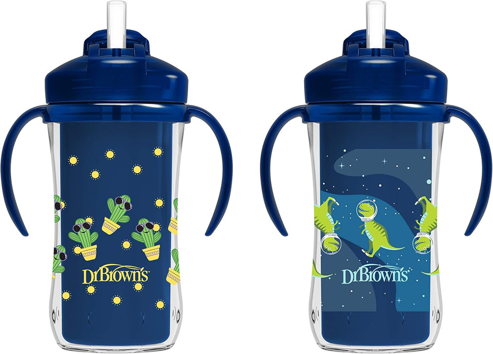 Dr. Brown'S Milestones Insulated Straw Cup, Blue, 2 Pack