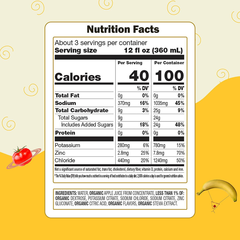 Earth'S Best Organic Toddler Drink, Organic Electrolyte Solution For Children 2 Years And Older, Organic Apple Citrus Drink With Zinc, 1 Liter Bottle (Pack Of 4) (Packaging May Vary)