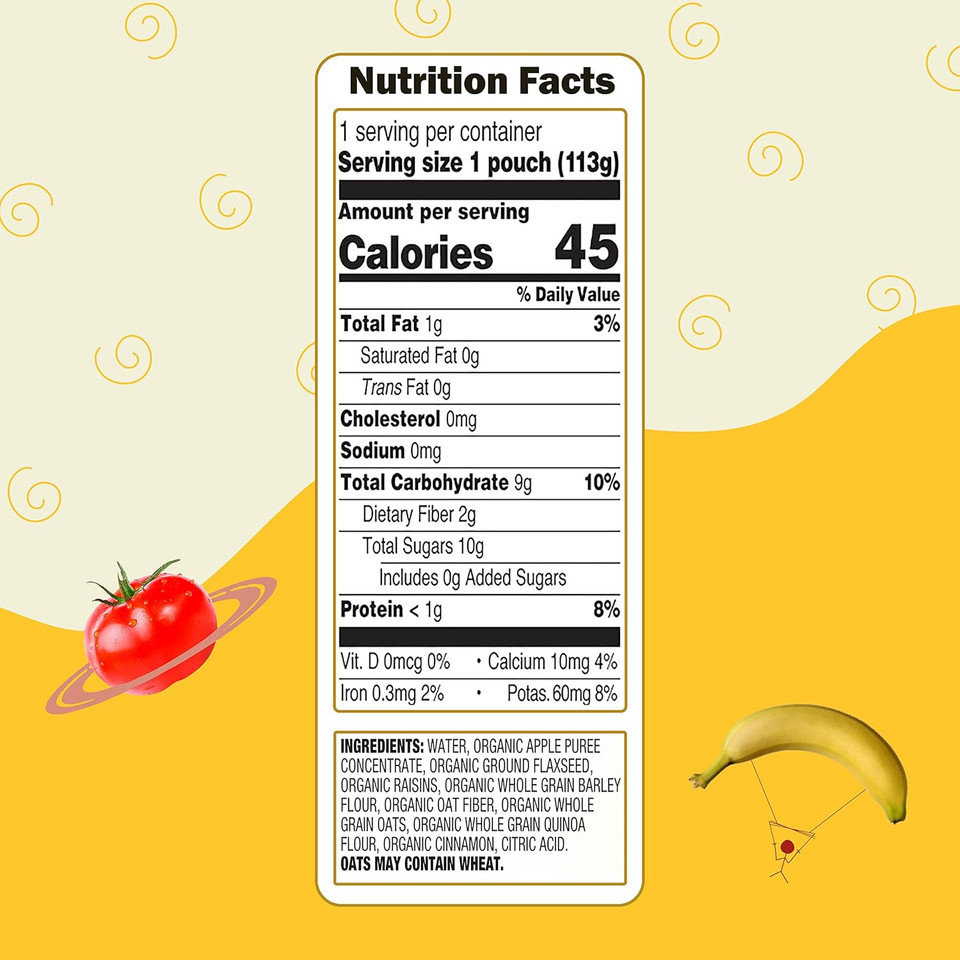 Earth'S Best Organic Baby Food Pouches, Stage 2 Wholesome Breakfast Puree For Babies 6 Months And Older, Organic Apple Raisin Oat Puree, 3.5 Oz Resealable Pouch (Pack Of 12)