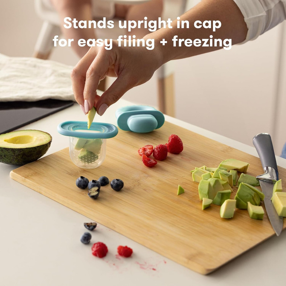 Frida Baby Push Pop Feeder, Baby Fruit Feeder, Baby Fruit Food Feeder To Safely Introduce New Foods, Fresh + Frozen Food Silicone Feeder For Babies, Bpa Free, Dishwasher Safe | 3 Count, Blue