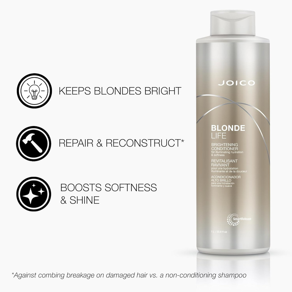 Joico Blonde Life Brightening Conditioner | For Blonde Hair | Illuminate Hydration & Softness | Add Softness & Smoothness | Sulfate Free | Fortified With Monoi & Tamanu Oil