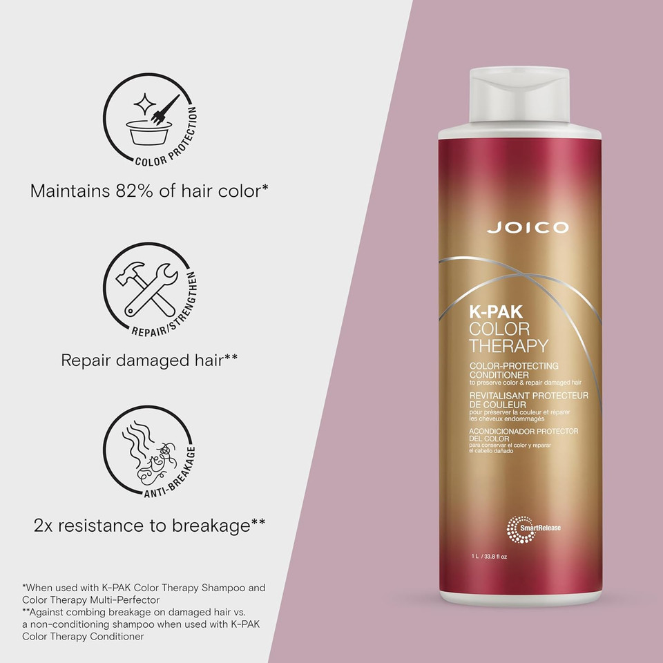 Joico K-Pak Color Therapy Color-Protecting Conditioner | For Color-Treated Hair | Boost Shine | Improve Elasticity | Repair Breakage | Rebuild Damaged Hair | With Keratin & Argan Oil
